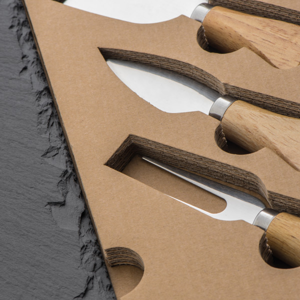 Cheese set with slate cutting board VIOLA - Anthracite