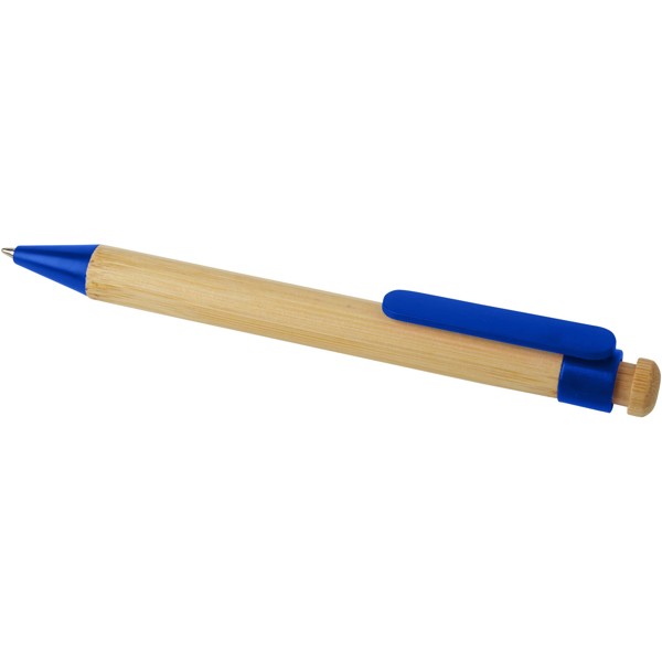 Stylo bille Rattan en bambou et plastique recyclé - Bleu
