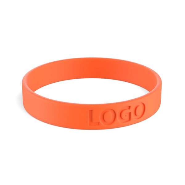 Customised silicone wristbands (12mm width) - Orange / 20x1.2x0.2cm