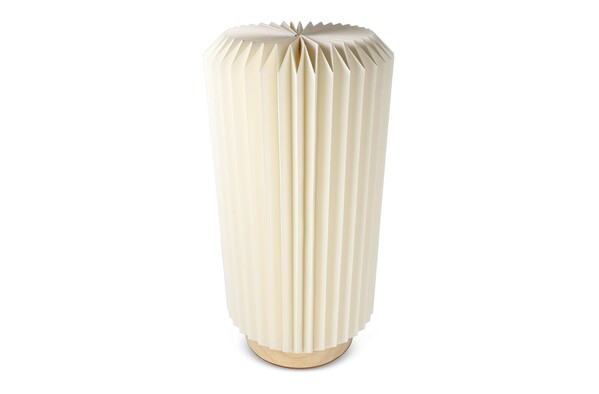 Coollux foldable paper LED lamp Aurora Tall on wooden base, 32cm - Nature