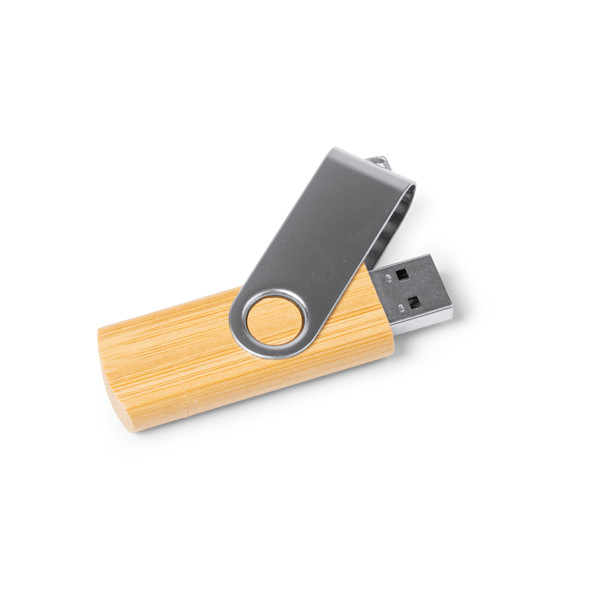 Personalised bamboo USB flash drive 32 GB with dual USB-A and Type-C connector