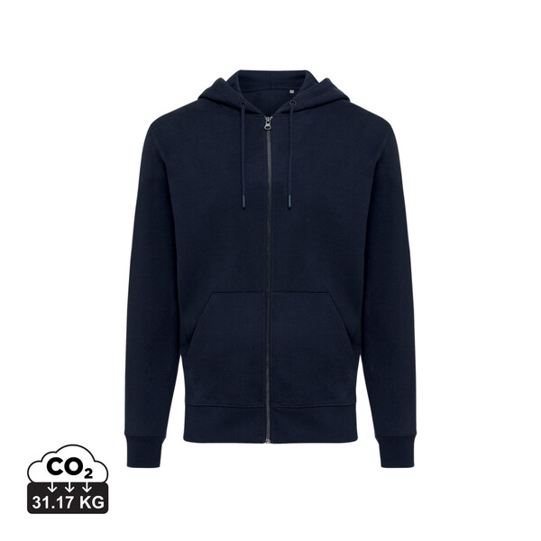 Mikina na zip s kapucí IQONIQ Abisko z recykl. bavlny - Námořní Modř / 5XL