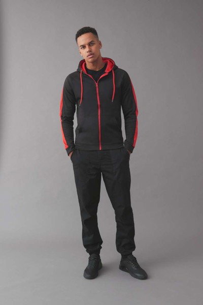 Sports Polyester Zoodie - Jet Black / Fire Red / S