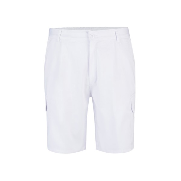 VL CHIONE. Bermudas em sarja multibolsos (200g/m²), em algodão (35%) e poliéster (65%) - Branco / 60