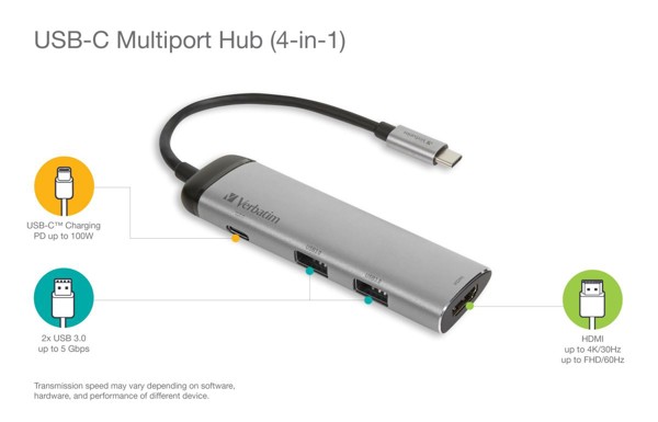 Verbatim USB-C Multiport HUB USB-C 3.1, 2x USB-A 3.0 and HDMI