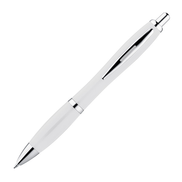 Plastic ball pen with metal clip ERIN - White