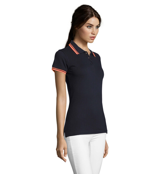 PASADENA pólo mulher 200g Pasadena Women - French Navy / Laranja NéonXL