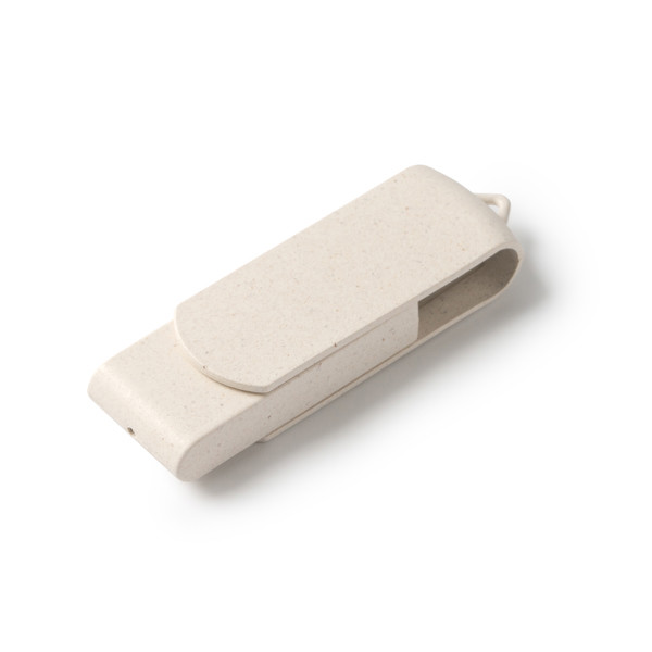 Custom wheat fiber USB flash drive 16 GB with rotating clip
