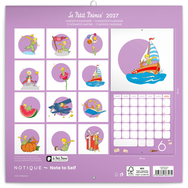 Notique Poznámkový Kalendář Malý Princ 2027, Plastic Free, 30 x 30 cm