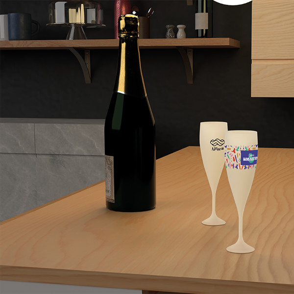 FLUTE A CHAMPAGNE REUTILISABLE EN BIOCOMPOSITE 14 cl RAS BORD