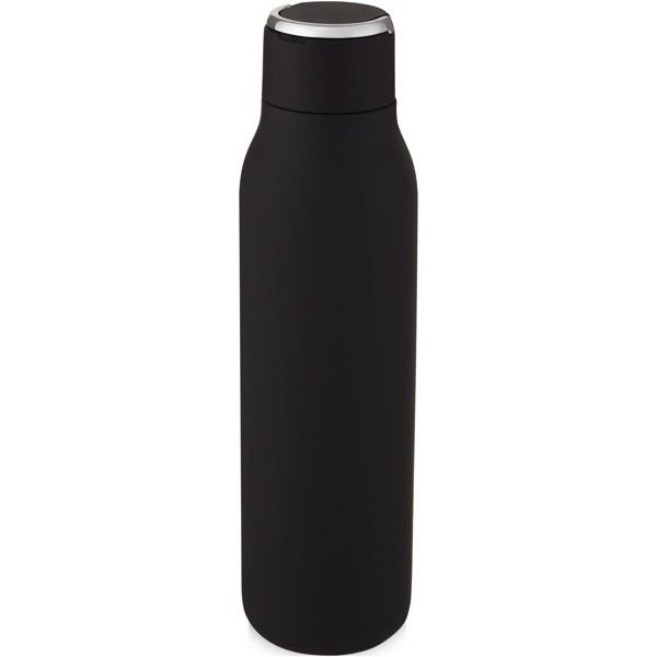 Bouteille isotherme Marka 600 ml avec couche de cuivre et avec boucle métallique - Noir