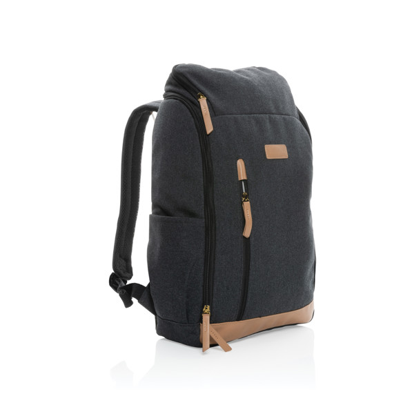 Impact AWARE™ 16 oz. recycled canvas 15" laptop backpack - Black