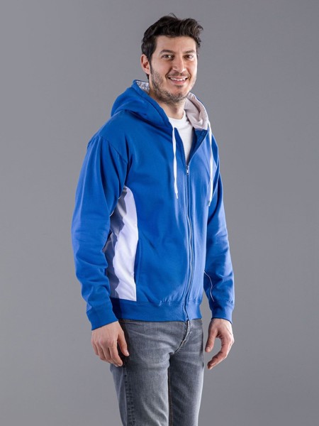 Contrast Hooded Sweat Full Zip - Black White / M
