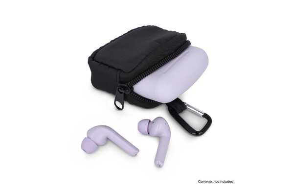 Pochette en nylon pour écouteurs 6,5 x 6 cm - Noir