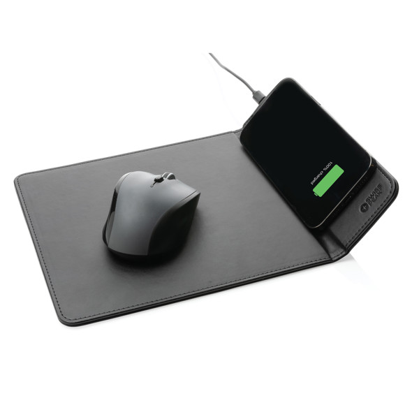 Swiss Peak RCS recycled PU 10W wireless charging mousepad