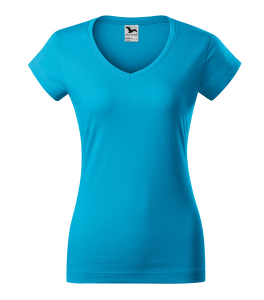 Tričko Dámské Malfini® Fit V-Neck - Tyrkysová / 2XL