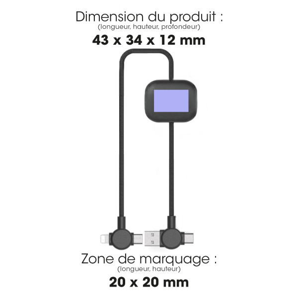 OKI - CÂBLE LONG 4 EN 1 À CHARGE ULTRA-RAPIDE 60W & TRANSFERT DE DONNÉES