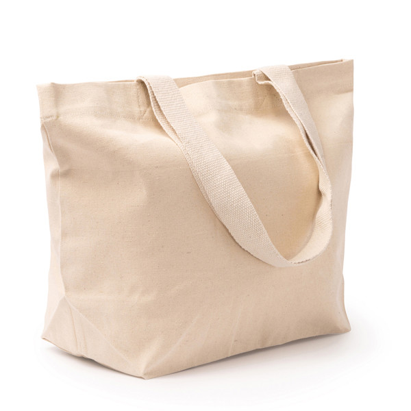 Personalised large recycled cotton canvas bag with reinforced long handles