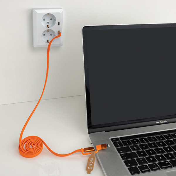 Ultra tenký magnetický nabíjecí kabel 60W 2 v 1 - Oranžová