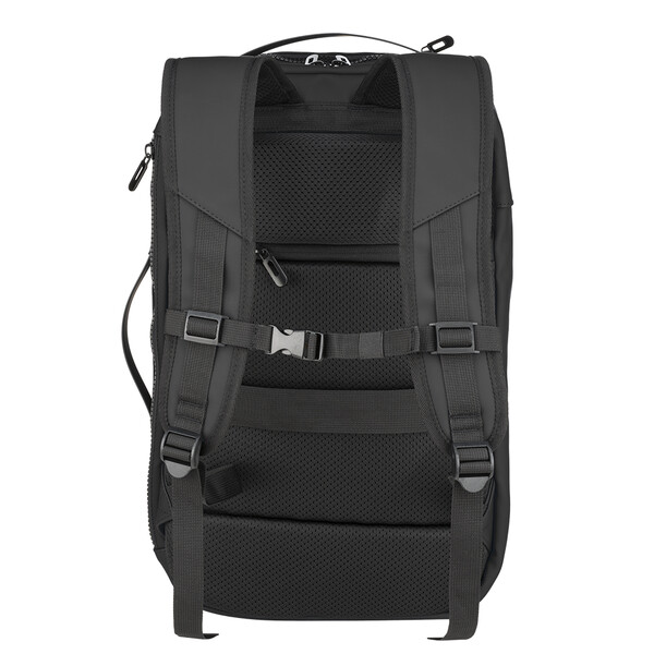 Backpack / Travel Suitcase With Laptop Holder (15) In Soft, Water-Resistant Pu - Black