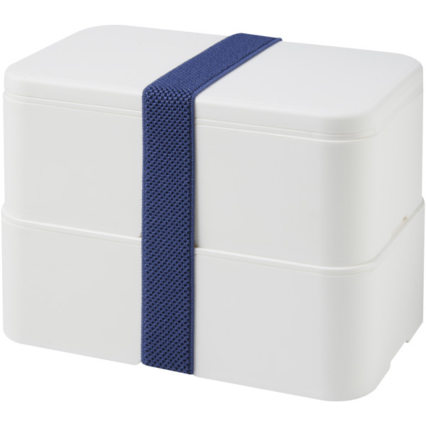Lunch box MIYO 700+700 ml à deux blocs - Blanc / Blanc / Bleu