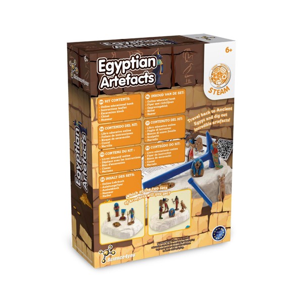 Ancient Egypt Excavation Kit II. Jogo didático fornecido com saco de oferta em papel kraft (90 g/m²), feito de material certificado FSC™ e outros materiais controlados