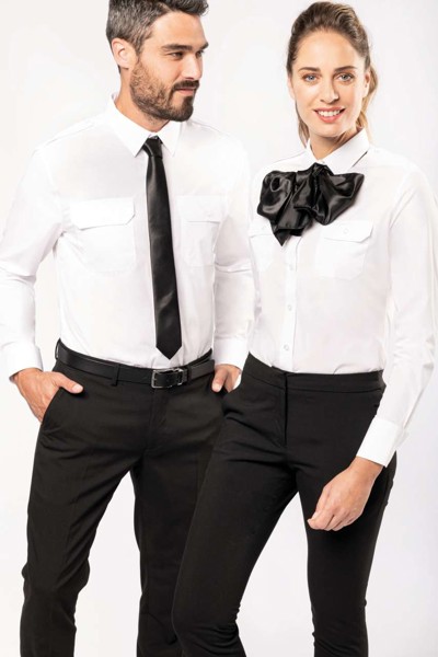 Men's Long-Sleeved Pilot Shirt - White / S