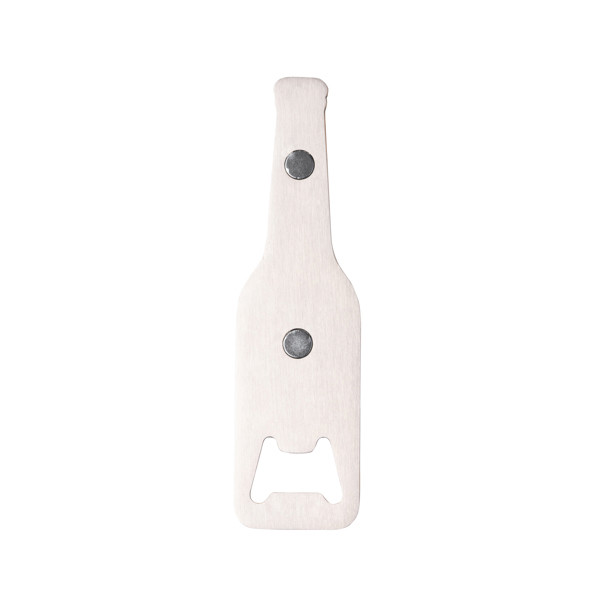 Personalised bottle opener in bamboo and metal with magnet