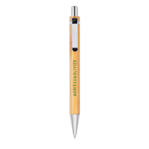 Xd Collection bamboo ballpoint pen, stainless steel - Brown / Silver