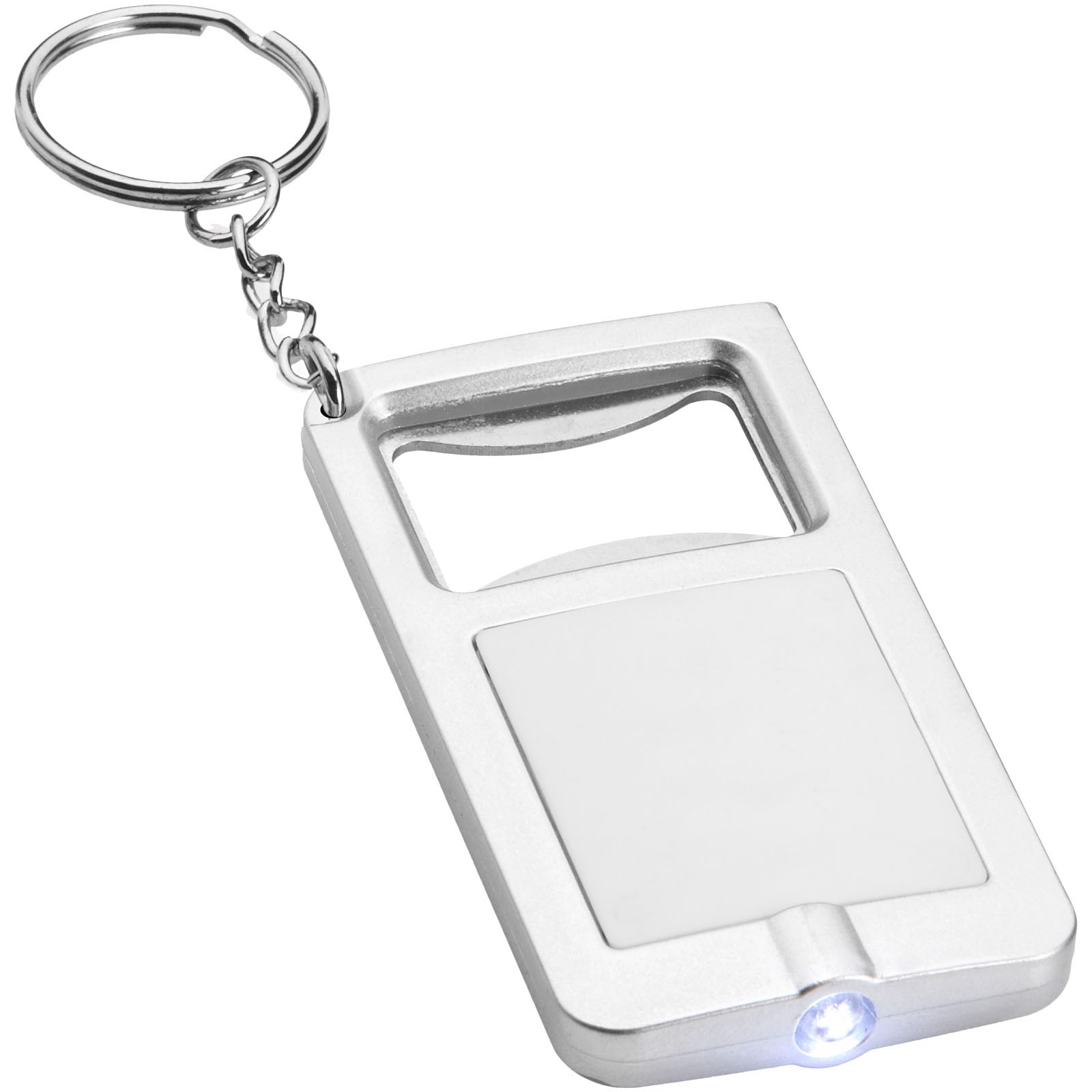 Orcus LED keychain light and bottle opener - White / Silver