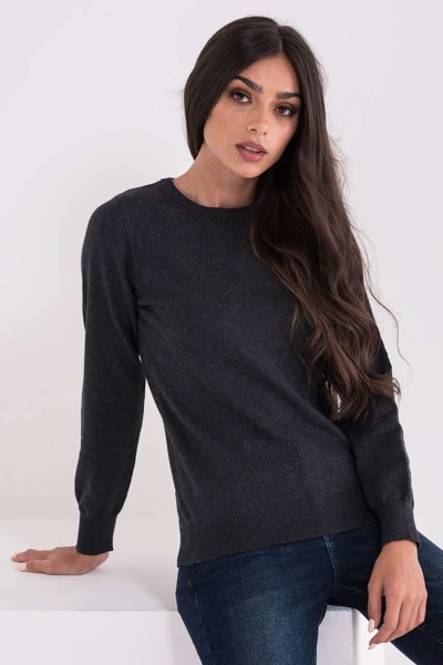 Ladies’ Crew Neck Fine Gauge Cotton Pullover - M