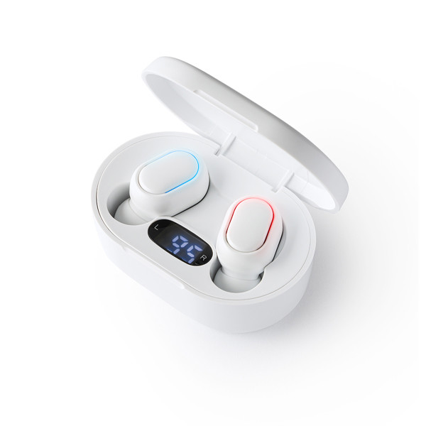 Personalized wireless earbuds Bluetooth 5.1 with charging case and digital display