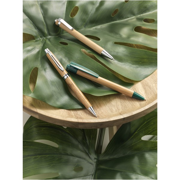 Stylo bille en bambou Borneo (encre noire) - Naturel / Argent