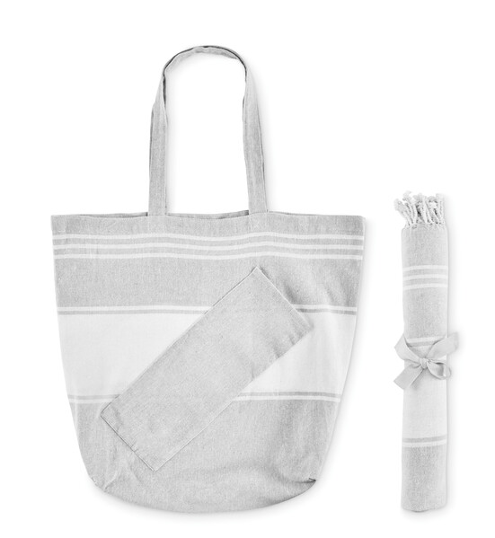 Set plajă Hummum – geantă de plajă și prosop hammam – gri