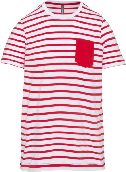 Kids' Striped Short Sleeve Sailor T-Shirt With Pocket - Striped White / Red / 6/8