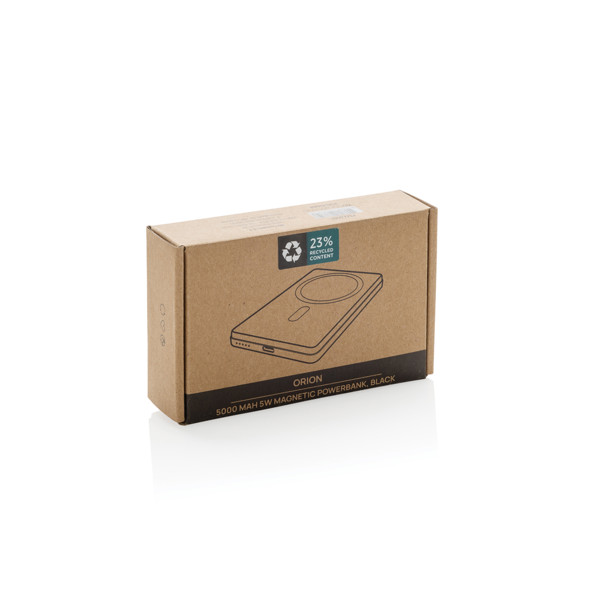 Magnetická powerbanka Orion 5000mAh 5W z RCS hliníku - Černá