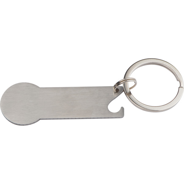 Keyring with shopping cart chip RODNEY - Silvergrey