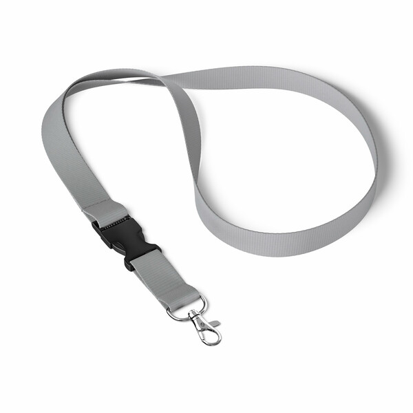 Detachable polyester pantone matched screenprint lanyard - Cool Grey 6 C / 20mm width / Metal carabiner