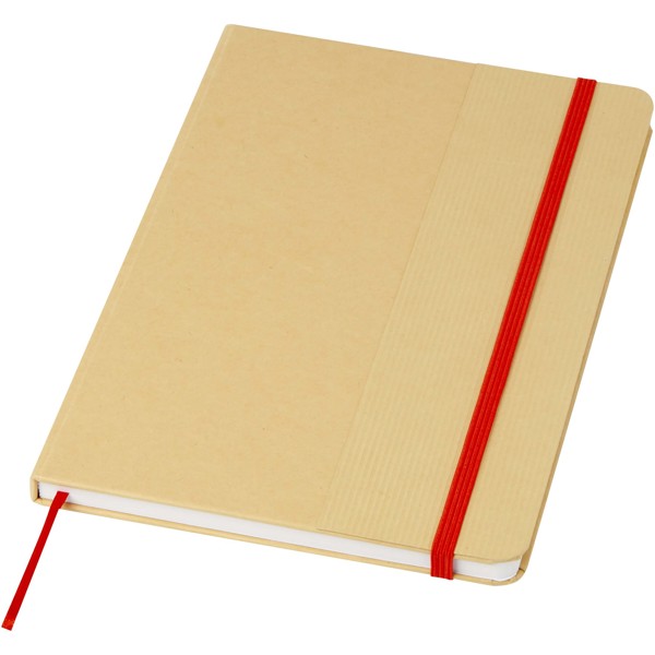 Blocco note formato A5 con copertina rigida di cartone riciclato Nelida - Rosso