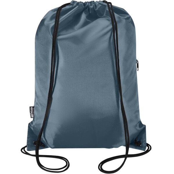 Oriole RPET drawstring bag with zipped front pocket 5L - Hale Blue