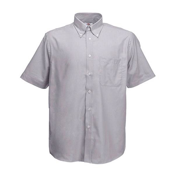 Camisa Oxford Manga Curta 135G - 70% Algodão/ 30% Poliéster - Cinza Claro / XL