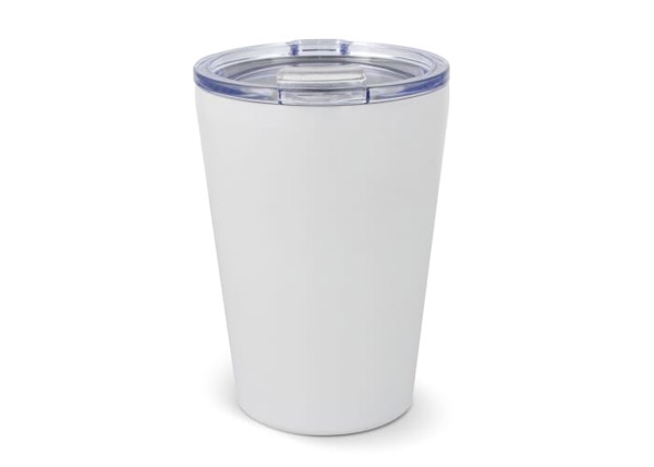 Murray ceramic thermo mug, 300ml, recycled steel - White