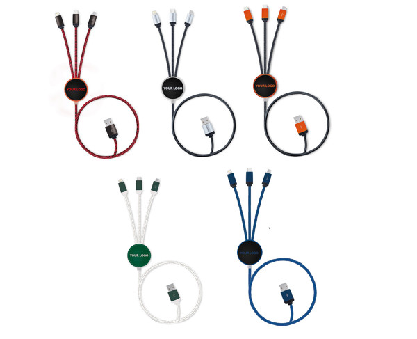 Charging USB cable LED 3in1 UC034 - BLACK