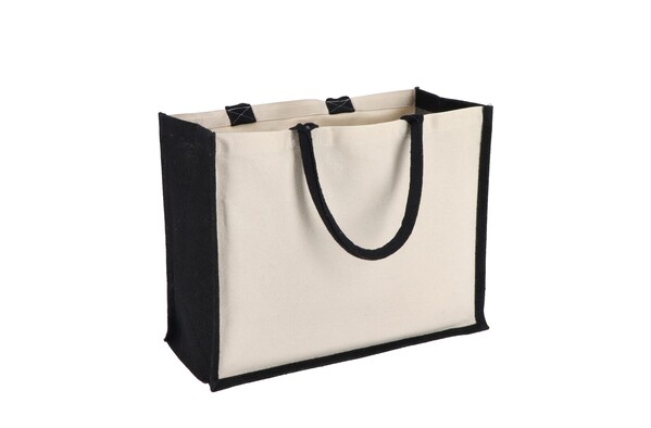 Jute-Cotton Sac fourre-tout OEKO-TEX® 42,5 x 19 x 32cm 320g/m² - Noir
