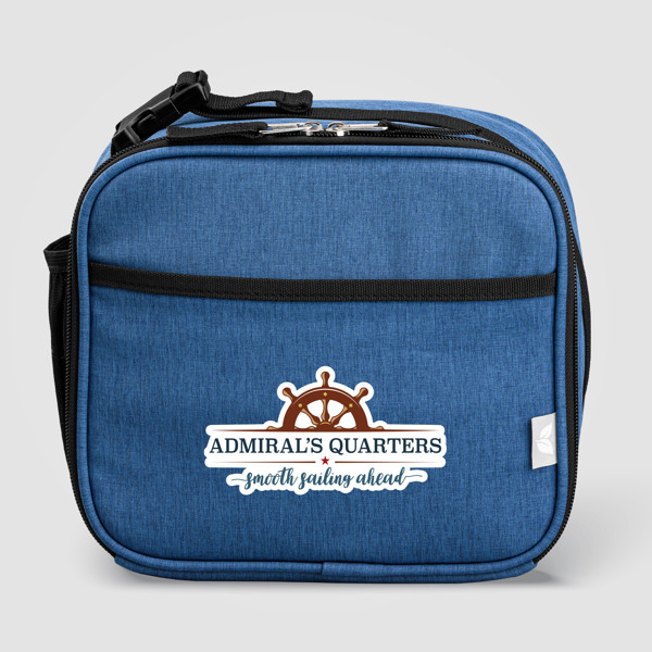 Sac repas isotherme bandoulière Helsinki en rPET doublé PEVA – 4,5 L - Bleu marine / Sérigraphie