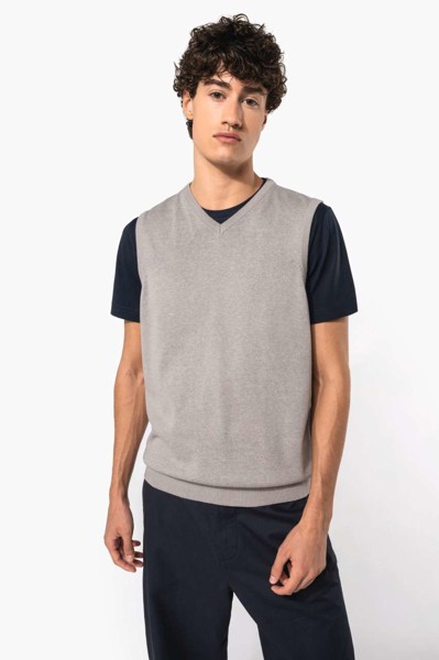 Men's Sleeveless V-Neck Jumper - Grey Melange / S