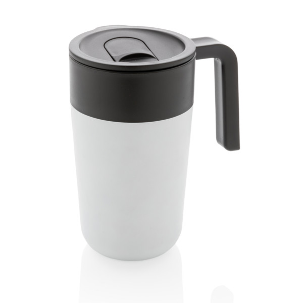 GRS Recycled PP and SS mug with handle - White