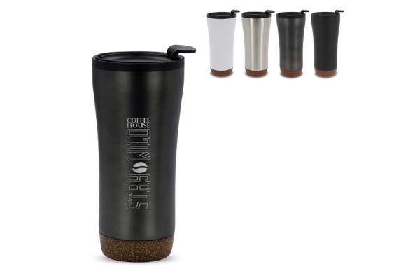 Double walled tumbler cork base 480ml - White