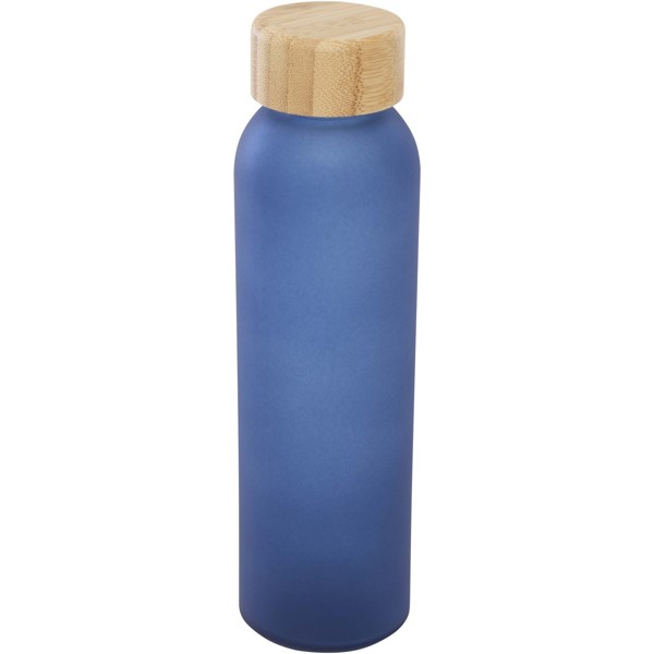 Bottiglia in vetro a calce sodata opaco con coperchio in bambù da 500 ml Lume - Blu oceano