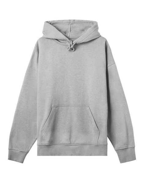 Mens Boxy Hoodie - Grey Melange / L